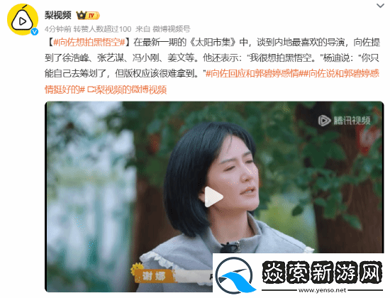 向佐稱自己想拍黑神話